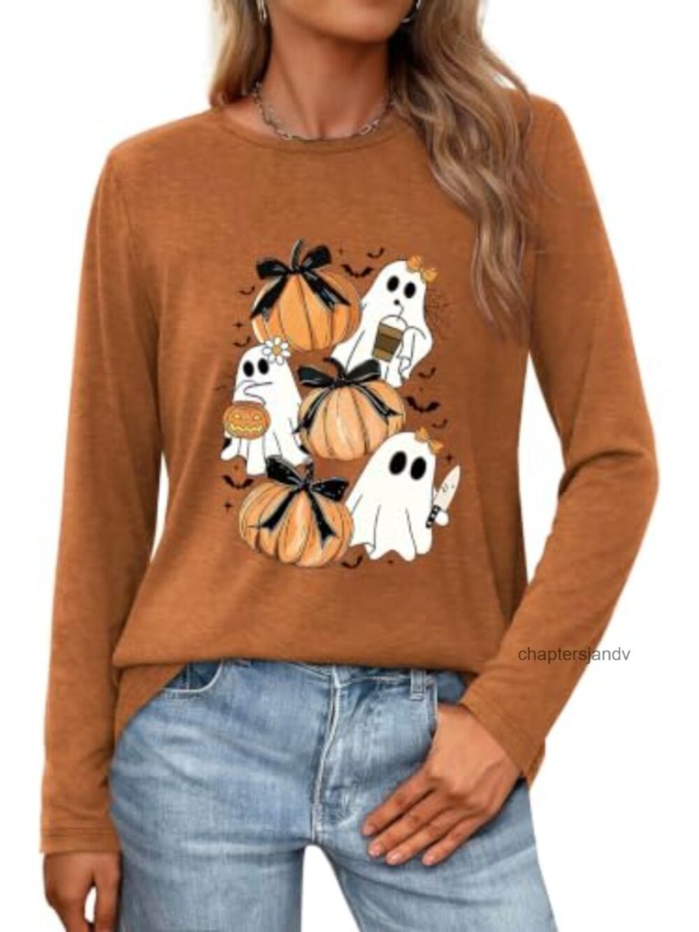 Long Sleeve Thanksgiving Pumpkin Turkey Graphic Tee Crew Neck Fall Top